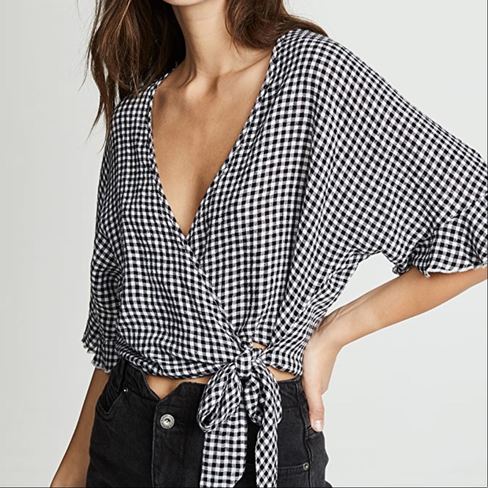 RAILS Athena Wrap Top in Black Gingham